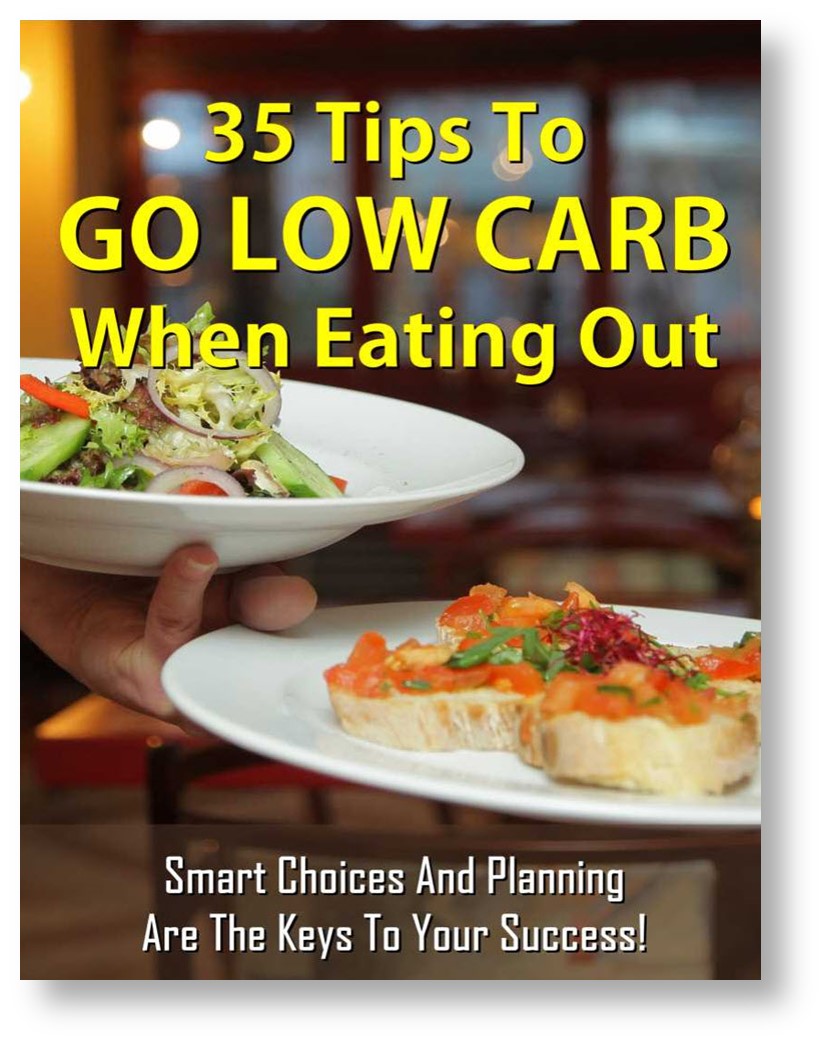 cover of book 35 tips to go low carb when eating out